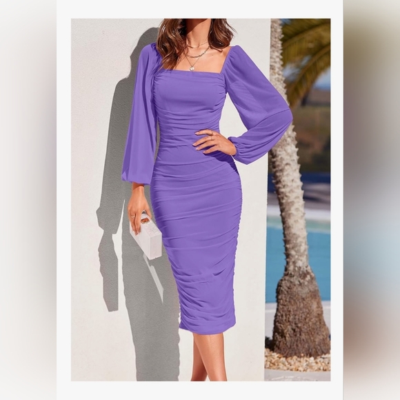 Zesica Dresses & Skirts - Lavender Purple Ruched Formal Cocktail Dress Bodycon Evening Date Night Medium